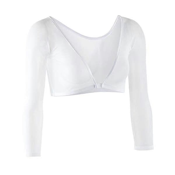 Transparent, sömlös, armformande, kort topp, plus size för kvinnor - Vändbar blus, vit white S