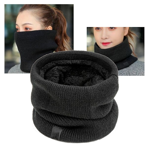 Warm Loop Scarf Dubbellager Mjuk Förtjockad Elastisk Plysch Foder Stickad Vinter Scarf för Herr Dam