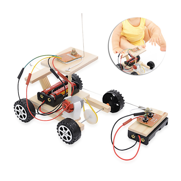 DIY Træ RC Bilmodel Kit Fjernbetjening Billeksagssæt Pædagogisk Legetøj til Børn