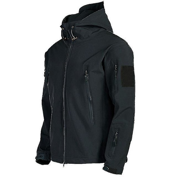 Shark Skin Soft Shell Taktisk Jacka Herr Vindtät Vattentät Armé Stridshuva Bomberjacka XL Svart