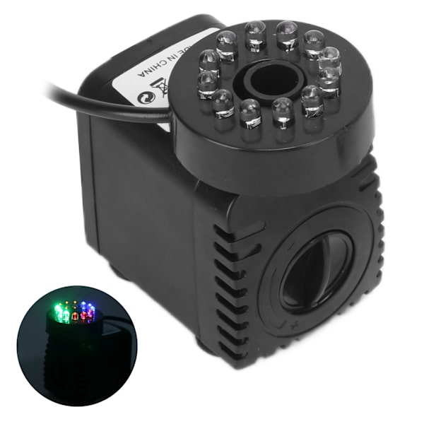Dränkbar fontänpump med LED-ljus Vattenpump Ljus för vattenfunktion akvarium Heminredning FountainEU-kontakt 220-240V