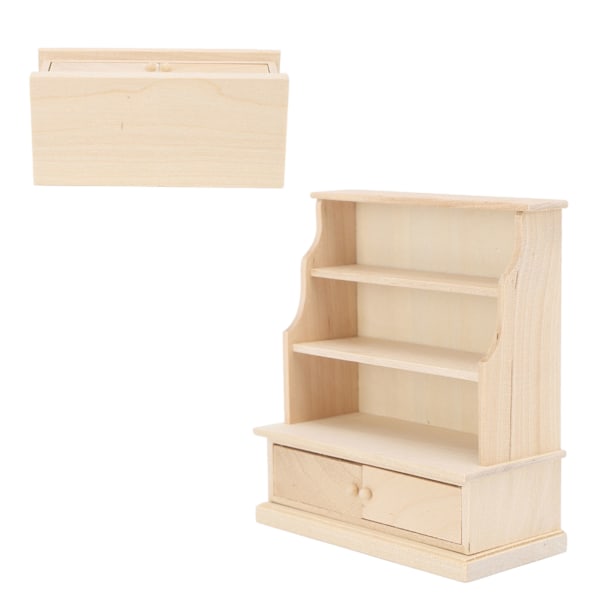 Dukkehust bokhylle 1:12 Miniatyrdekorasjon i tre Robust dukkehusbokhylle for barn Lekerom i soverom