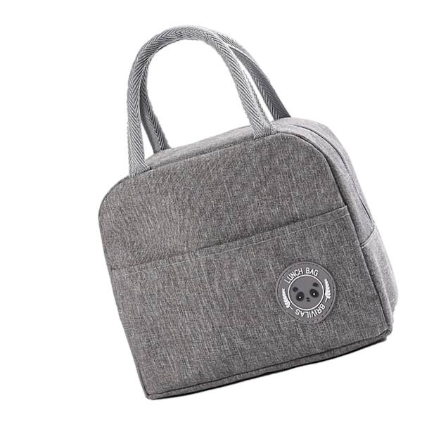 Lunchpåse Hög kapacitet Återanvändbar väska Värmekonservering Middag Isolering Hangbag Grå