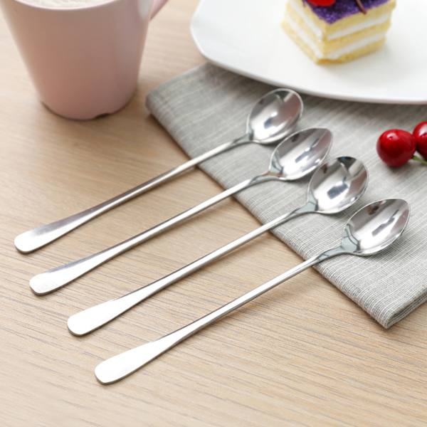 3 stk rustfrit stål langskaftede skeer kaffe is te glas skeer til bar hjemmefest rundt om hovedet
