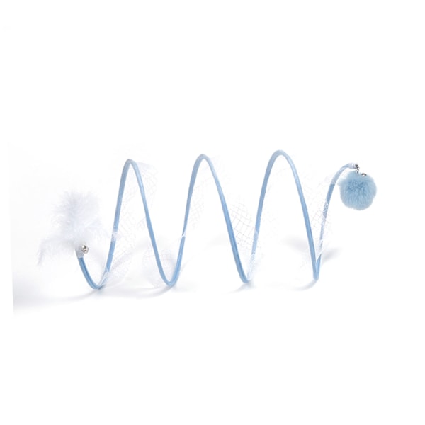 Vikt katttunnel med rullande boll Hopfällbar S-form Interactive Pet Play Tunnels Tube for Home Indoor Blue
