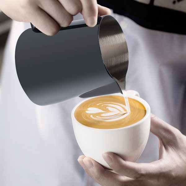 350 ml rustfritt stål Titanize Melkeskummende kopp Kanne Kaffe Kanne for Latte Art Svart