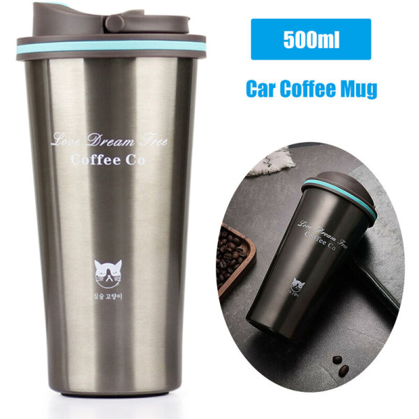 500 ml bilkaffemugg i rostfritt stål, bärbar kaffemugg för bilresor, modell: Navy 11