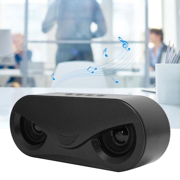 Kannettava langaton Bluetooth-kaksoiskautin LED-valolla, basso-stereo kaiutin U-levylle, musta
