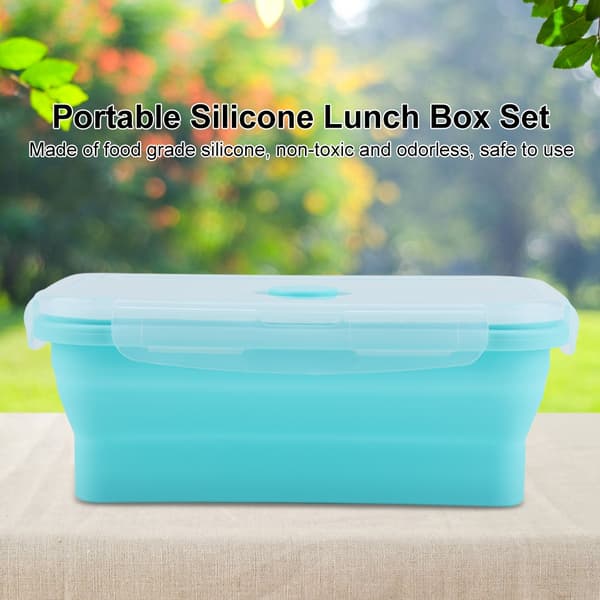 Portable Silicone Lunch Box Foldable Microwave Safe Food Container Green 800ml