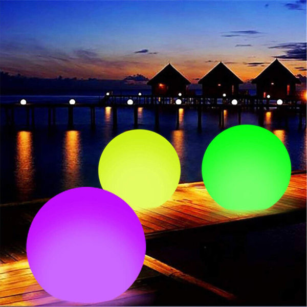 40 cm vandtæt glødende flytende solboller, LED-solboller, lysende boller, LED-nattlys for udendørs farver, HANBING Pool Party Dekoration