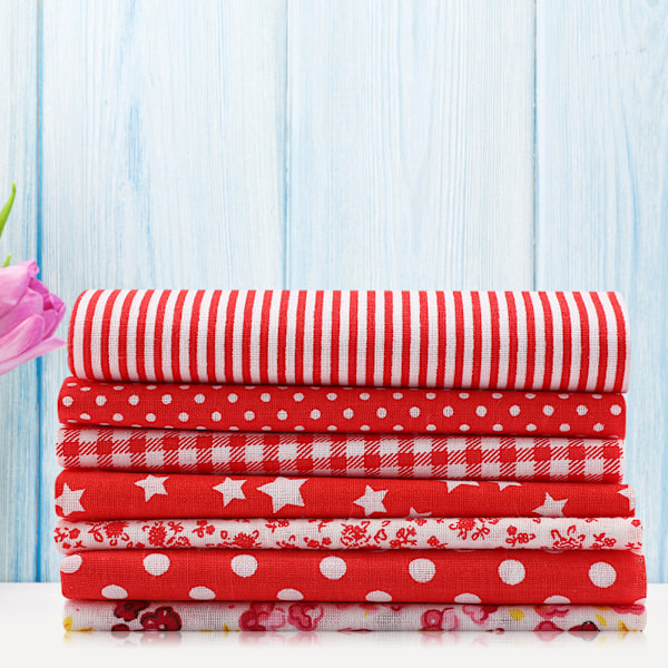 7st 50*50 cm Bomullstyg DIY Assorted Squares Pre Cut Sängkläder Kit Quarters Bundle (röd)
