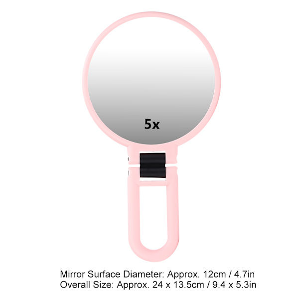 5X Magnifying Foldable Adjustable Makeup Mirror Travel Portable Makeup Mirror Pink