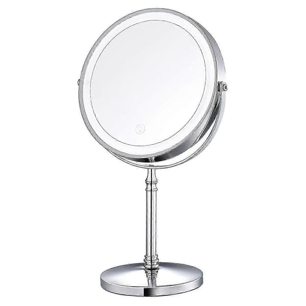 10x Forstørrende makeup-spejl med lys 8 tommer dobbeltsidet genopladeligt dæmpbart Chrome