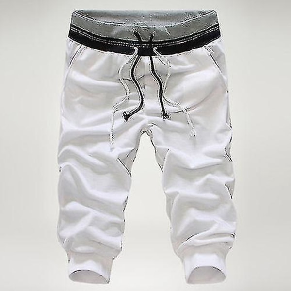 Sorte XXL Herre 3/4 Længde Cargo Shorts Elastiske Jogger Gym Sweatpants