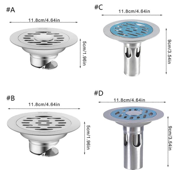 Afløb i rustfrit stål, lugtfrit afløb, bruseafløbssi, gulvafløbssi, køkkenbadeværelseshardware, holdbart Deep water sealing o