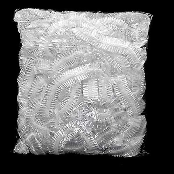 Pakke med 100 gennemsigtige engangsbrusehætter til Salon Spa-bruser 44 cm