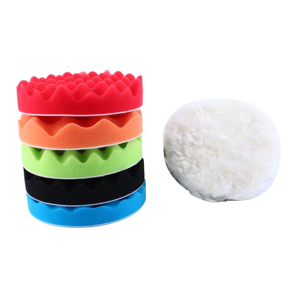 7 stk. 6\" Svampepolering Voksning Buffing Pads Kit Bilpoler M14 Boradapter Kit