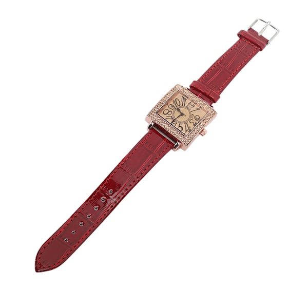 Dameur i retro-stil med diamantdekoration, mekanisk ur med firkantet urskive til dating, rejser, rød