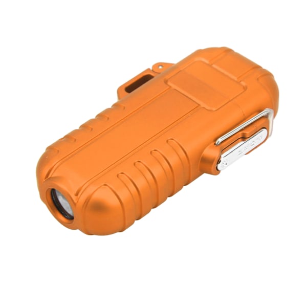 Udendørs Dobbeltbuet Elektrisk Lighter Bærbar Vandafvisende Lommelygte Lighter Opladningspuls Vindtæt Lighter Orange