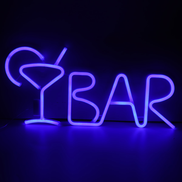 BAR Bokstäver Formad LED Neonljus Butiksskyltar Ljus för Party Bar Heminredning Blå