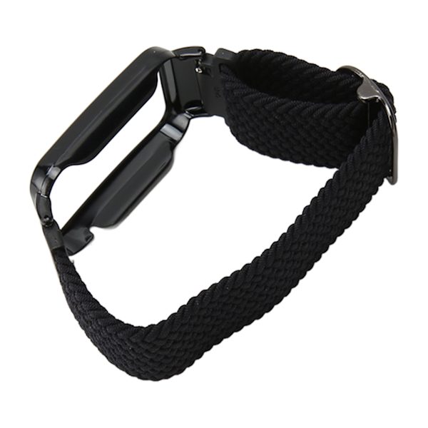 Braided Loop Strap for Mi Band 7 Pro Adjustable Elastic Nylon Loop Bracelet with Protective Frame Black Band Case