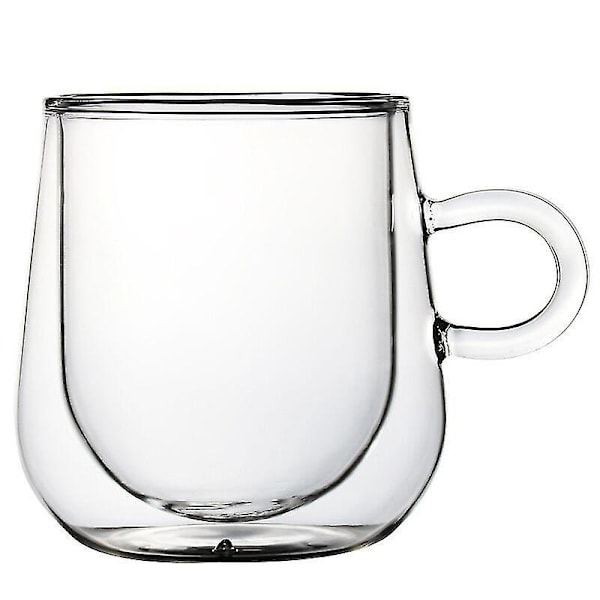 Dubbelväggiga glaskaffekoppar med handtag - Set om 2