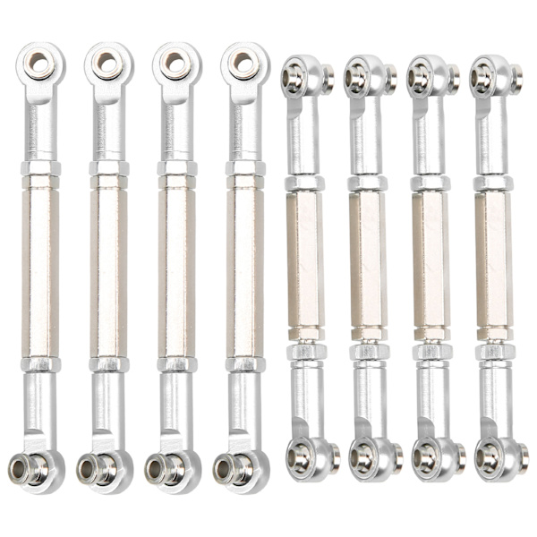 8 stk oppgradering metall trekkstang Styrestang for WPL/MN/Feiyu 1/16 RC Bildeler Sølv