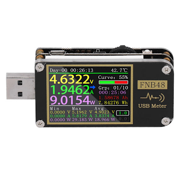 USB Voltmeter Amperemeter Färgskärm Digital USB Tester PD Trigger Voltmetrar för industriUtan Bluetooth