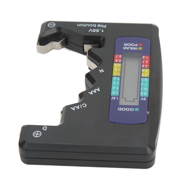 Digital batterikapacitetsmätare Testare Universal D C N AAA AA 9V 1,5V Button Cell Analyzer Svart