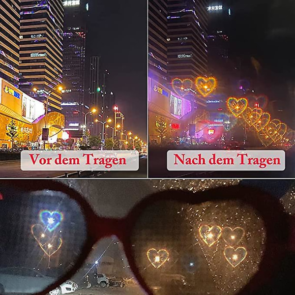 3 stk Hjertebriller Effekt, 3d Hjertebriller, Diffraksjonsbriller, Hjerteformede solbriller, Morsomme briller til karneval, musikkfestivaler, fest
