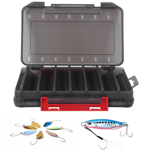 Multifunksjonell PVC Dobbeltlags Lokkeboks Oppbevaringsboks Fiskeutstyr GrayLure Box