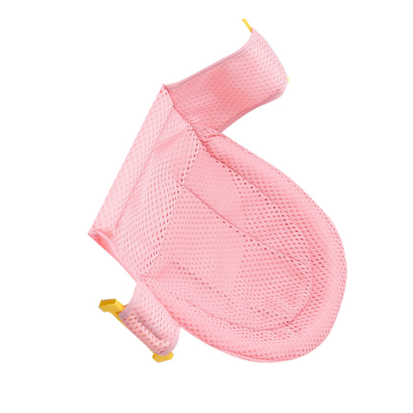 Babybadsitsstöd Andningsbar justerbar rem Halkfri Nyfödd badsits nät Rosa