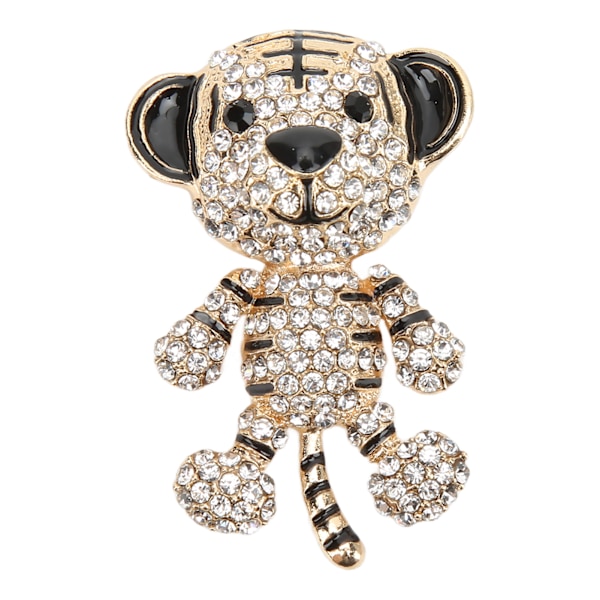 Rhinestone Brosch Söt Tigerform Trendig Utsökt Broschnål för Kvinnor Kläder Dekoration Present Guld