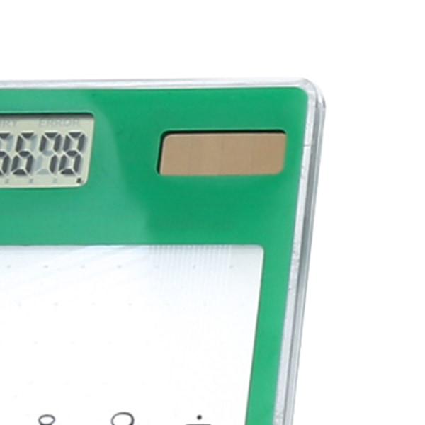 Solcelledrevet Lommeregner Touch Screen 8 Cifret LCD Display Bærbar Transparent Lommeregner til Kontor Skole Hjem Grøn
