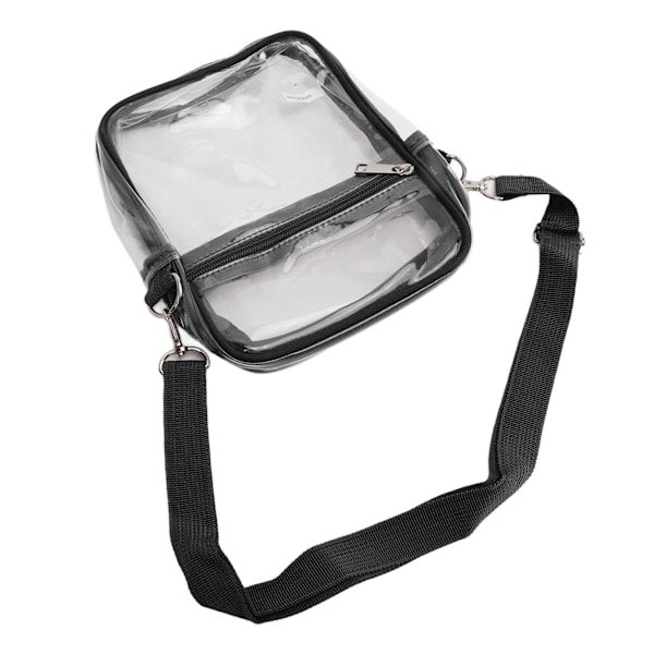 Genomskinlig Messenger Bag PVC Transparent Dragkedja Vattentät Justerbar Handväska Messenger Axelväska för pojkar Flickor Svart