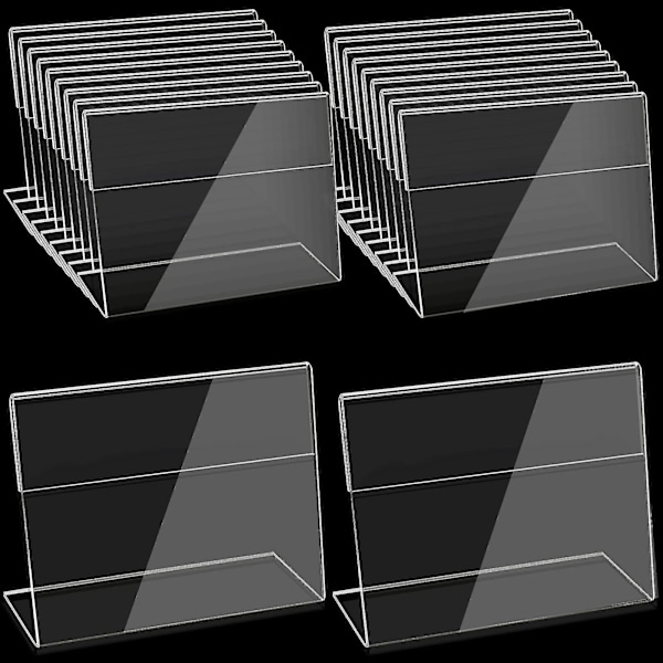 Akryl skylthållarset - 20-pack transparenta fotoramsstativ med lutande baksida