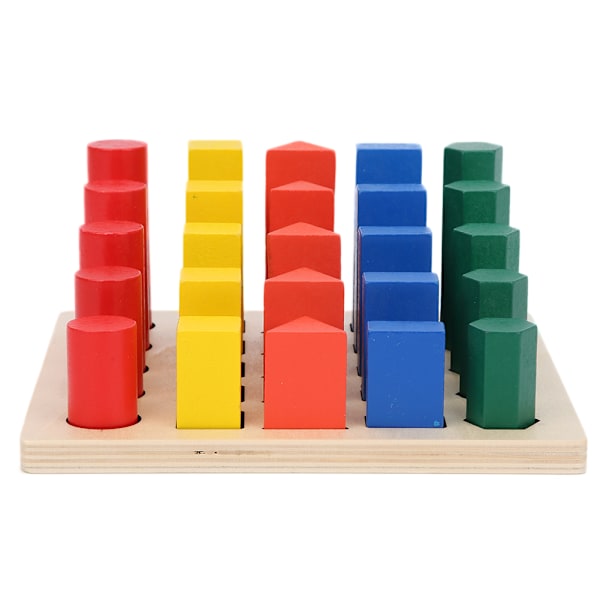 Trä baby geometriska byggstenar Färgglada baby block Game Pedagogisk leksak gåva
