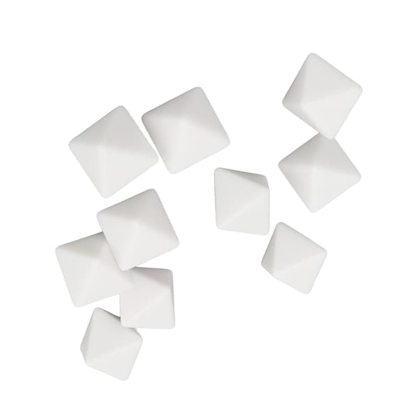 20 stk 8-sidige terninger Plast Blanke DIY terninger for brettspill Fest Matematikktelling Undervisning Hvit