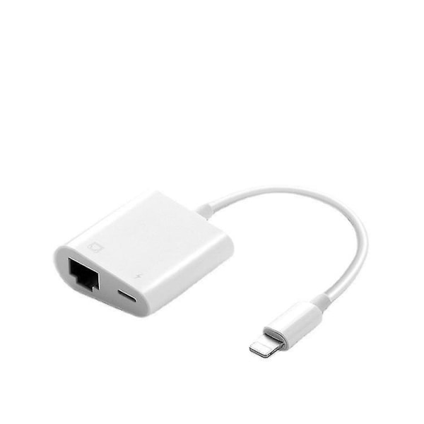 Lightning till Ethernet-adapter, [kompatibel med Apple Mfi Certified] 2-i-1 Rj45 Ethernet Lan-nätverksadapter med laddningsport