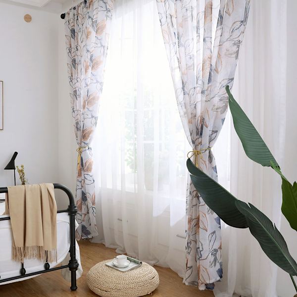 Vinduegardinkappe i polyester Voile soveværelse Stueindretning (brun)