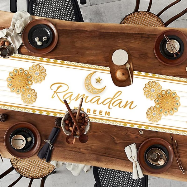Ramadan-koristelupöytäjuoksija Eid Mubarak -sisustus kodin pöytäliinalle Ramadan Kareem Islamic Muslim Party Eid Al Adha -lahjat 2023 4