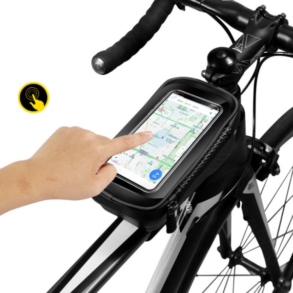 Hard Shell Cykelväska Styrväska Vattentätt phone case för mountainbike Svart