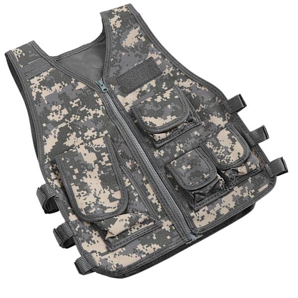 Barn utomhusväst Barn kamouflagejacka väst med fickor för spelträning L 48cm / 18.9in