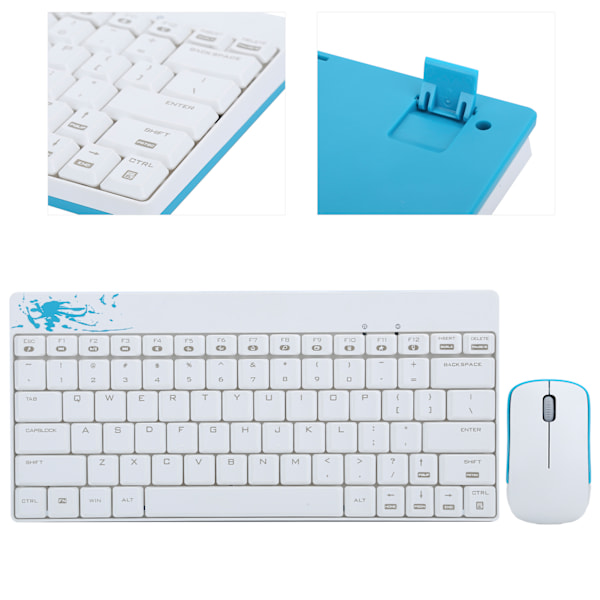 Trådlöst tangentbord och musset, Protable Combo Mini Ultra Thin Silent 2.4Ghz för Laptop PC X210Vit