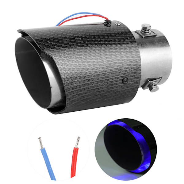 Eksosrør Halerørslyddemper LED-spiss Trim Bilbytte Innløp 63 mm Utløp 90 mm Blått lys