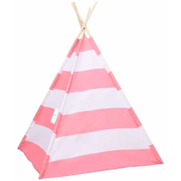 Tipi-telt og -taske til børn Peach skin Stripes 120x120x150cm