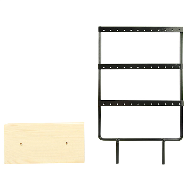 36 hål metall smycken förvaringsställ Display stativ örhängen Halsband Organizer med trä bassvart
