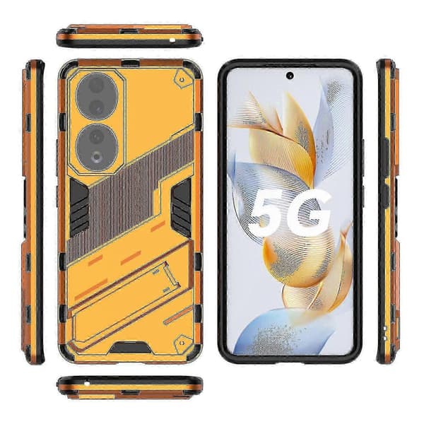 For Honor 90 - Støtsikkert PC + TPU-telefondeksel med støtte Orange