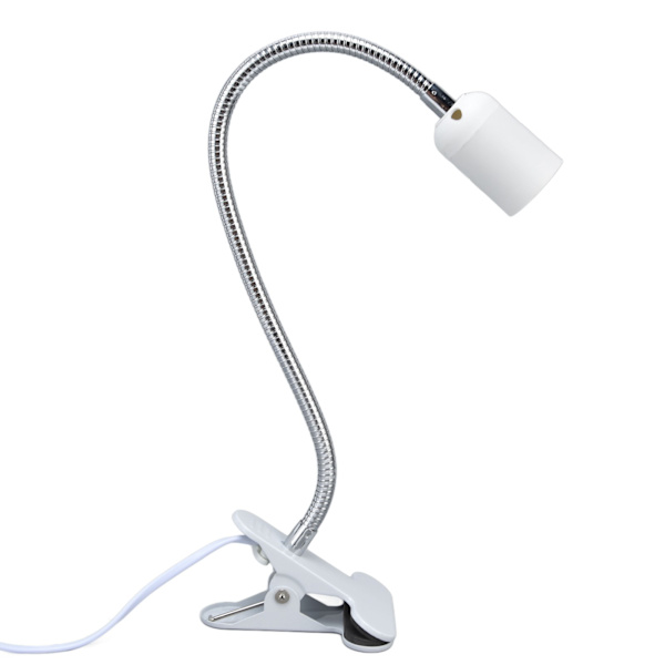 White Table Lamp Holder E27/E26 Single White Head 360 Degree Adjustable Durable Material Clip Lamp Holder 100‑240V US Plug