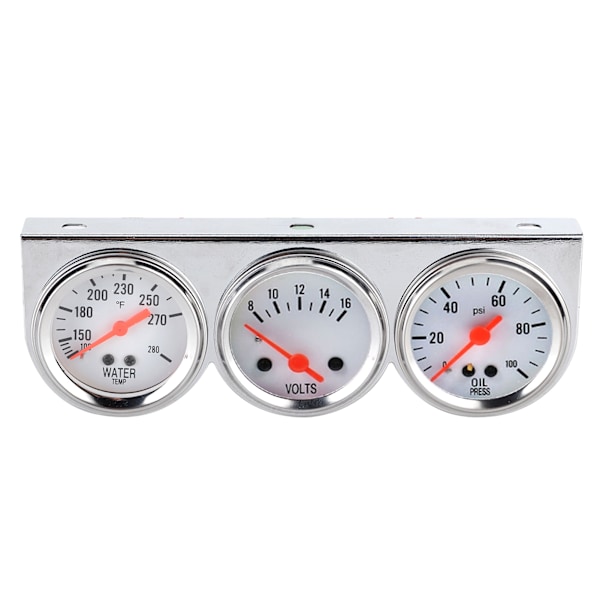 Universal 3 i 1 mätare Set Vattentemp VoltsOil Press 52mm Meter Mekaniskt instrument